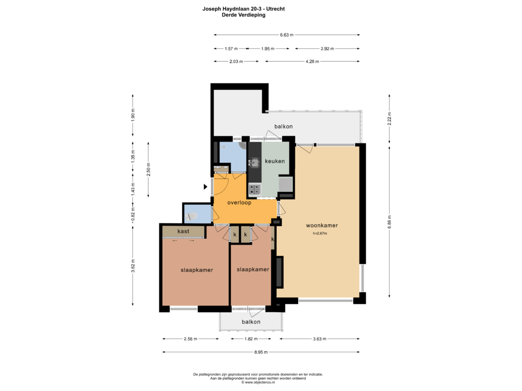 Bekijk plattegrond van DERDE VERDIEPING van Joseph Haydnlaan 20-3