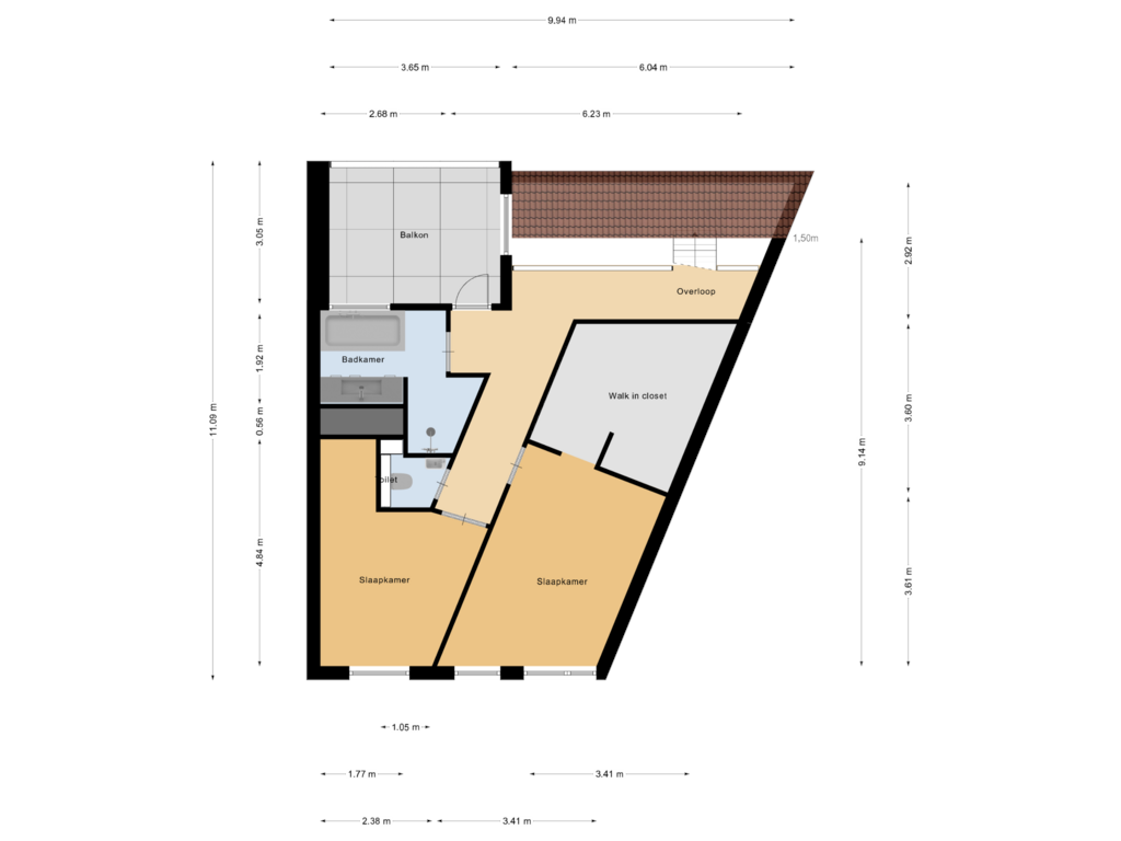 View floorplan of Derde verdieping of Bordeslaan 305