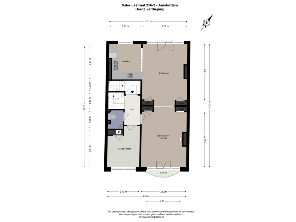 Bekijk plattegrond van Derde verdieping van Valeriusstraat 256-3