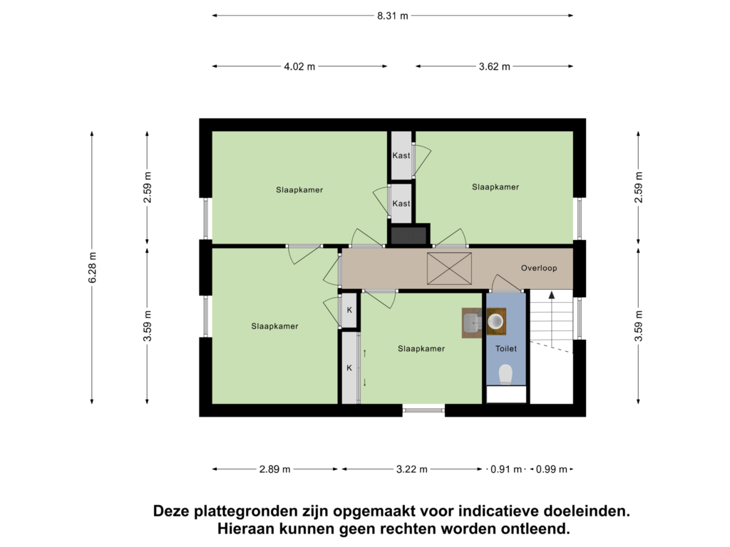 Bekijk plattegrond van Eerste Verdieping van Veerstraat 25