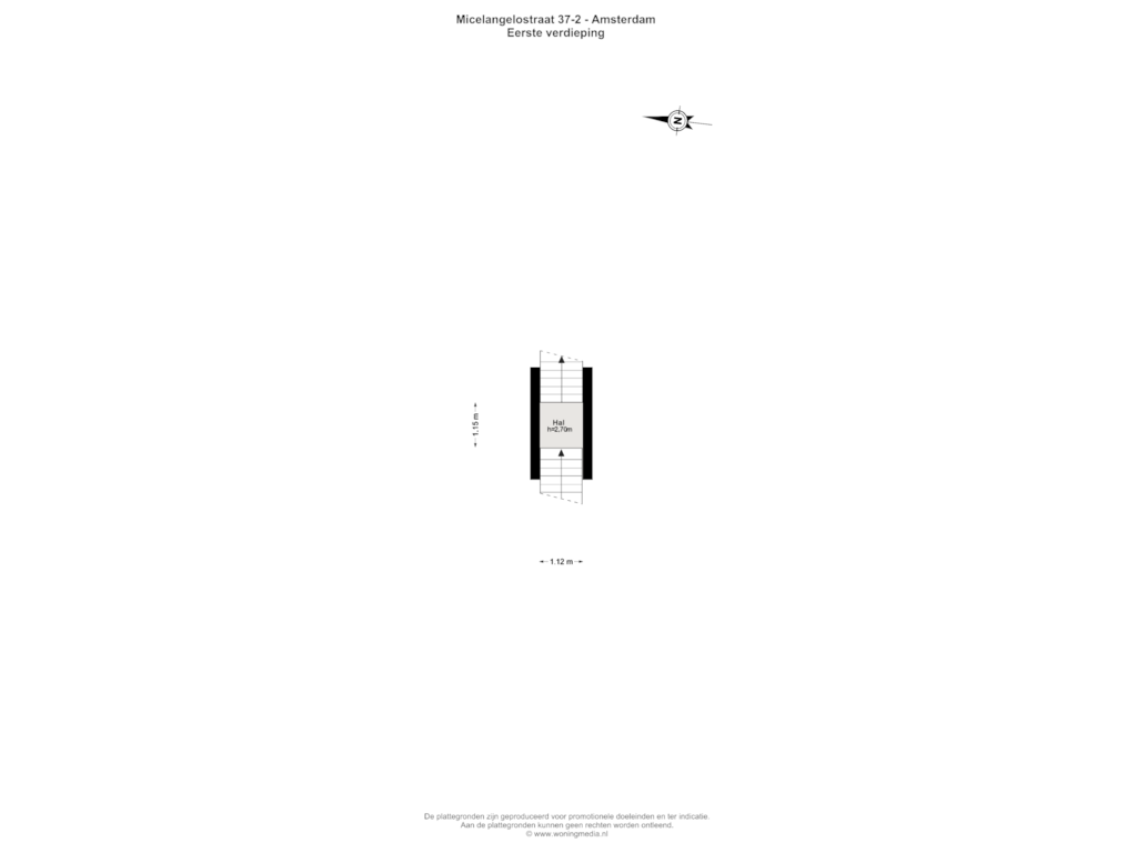 View floorplan of Eerste verdieping of Michelangelostraat 37-2