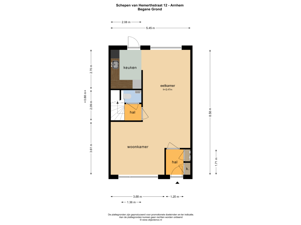 Bekijk plattegrond van BEGANE GROND van Schepen van Hemerthstraat 12