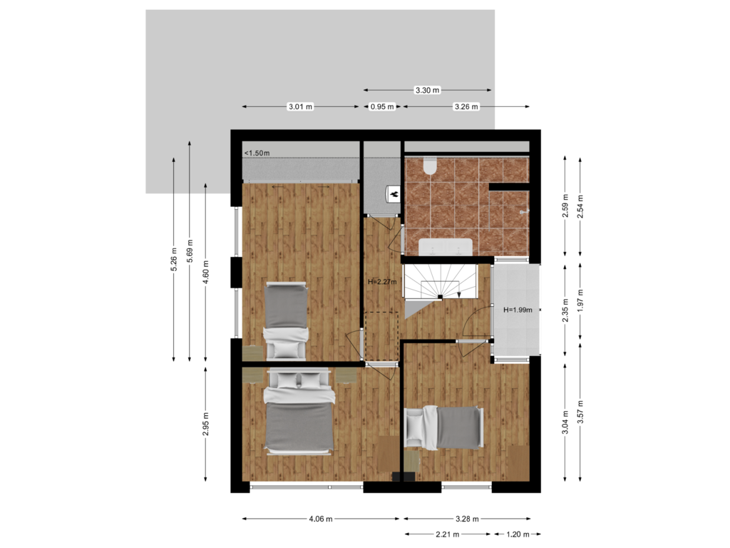 Bekijk plattegrond van Eerste Verdieping van Roekstraat 32