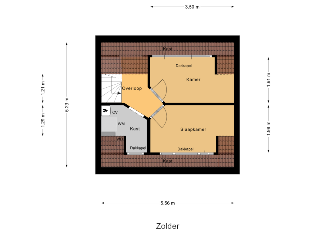 Bekijk plattegrond van Zolder van Het Jaagpad 31