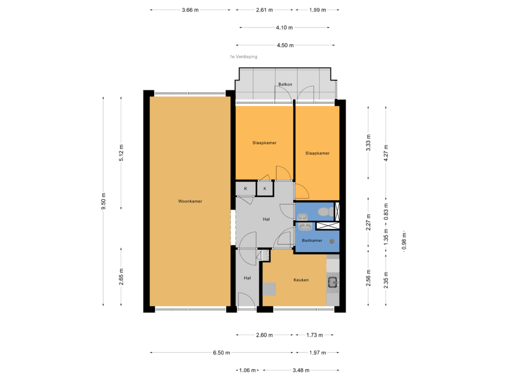 Bekijk plattegrond van 1e Verdieping van Johannes de Bekalaan 3