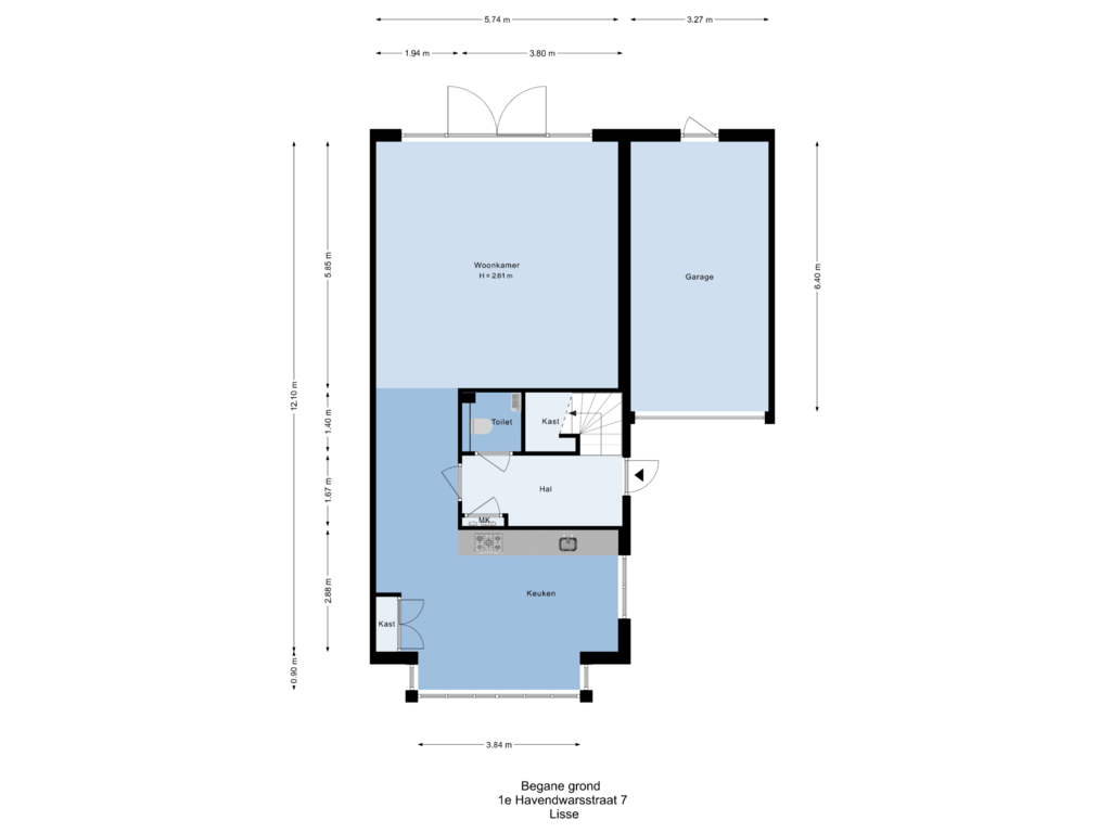 Bekijk plattegrond van Begane grond van 1e Havendwarsstraat 7