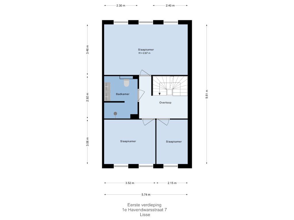 Bekijk plattegrond van Eerste verdieping van 1e Havendwarsstraat 7