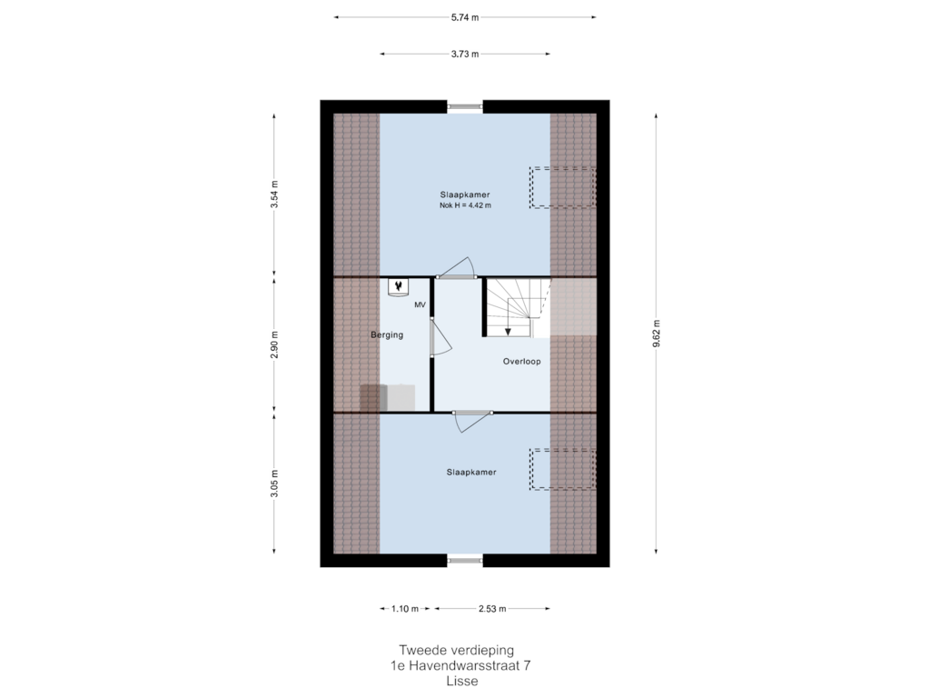 Bekijk plattegrond van Tweede verdieping van 1e Havendwarsstraat 7