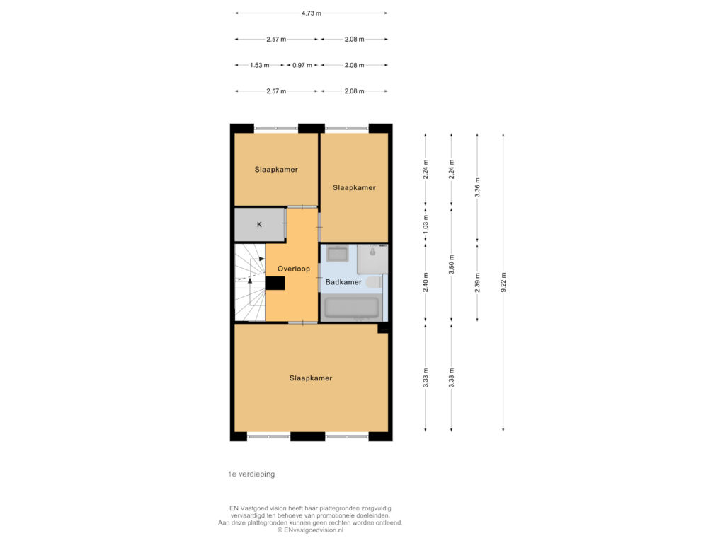 View floorplan of 1e verdieping of Akkerland 28