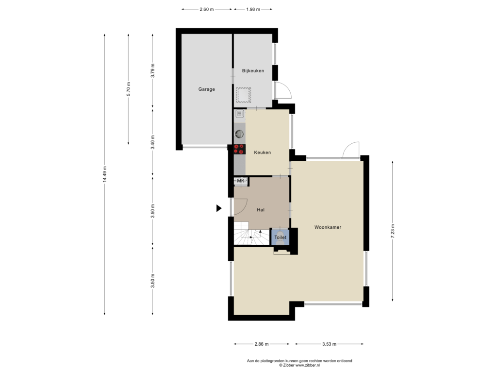 Bekijk plattegrond van Begane grond van Spilstraat 13