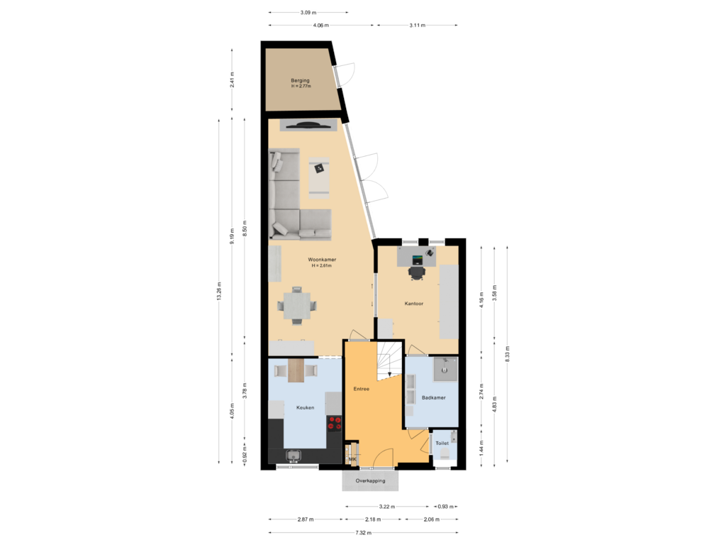 View floorplan of Begane grond of Van Oldenbarneveltstraat 7