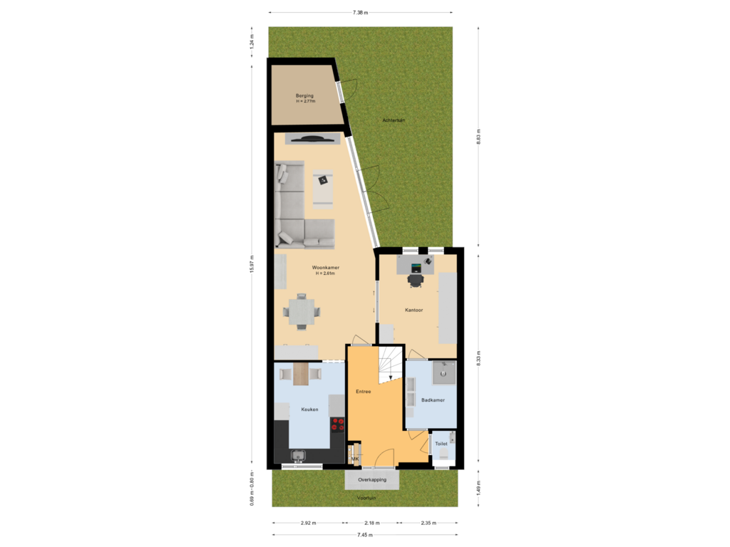 View floorplan of Situatie of Van Oldenbarneveltstraat 7