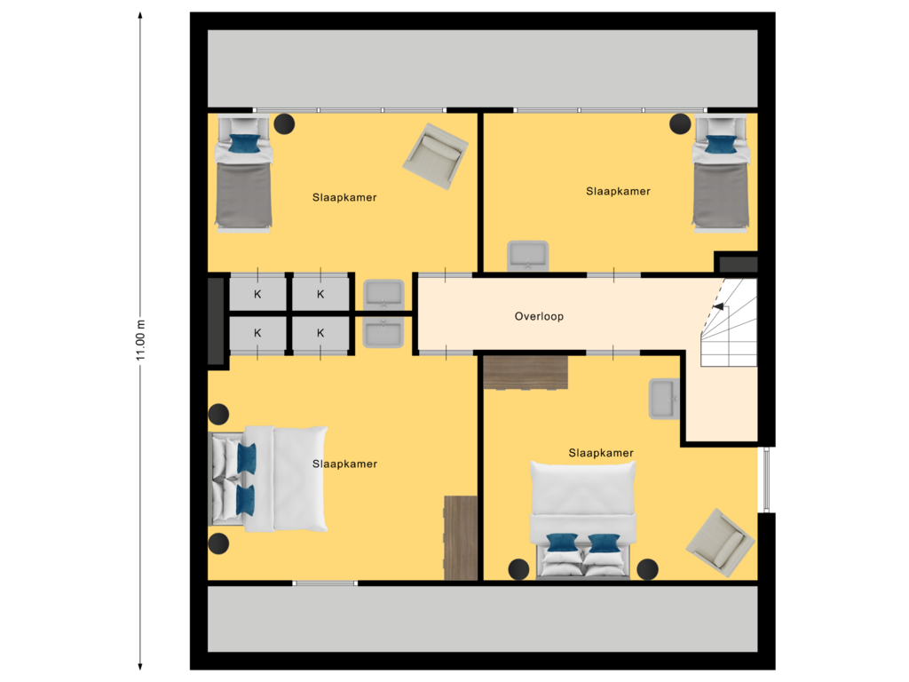 View floorplan of 2e Verdieping of van der Heijdenstraat 9-C