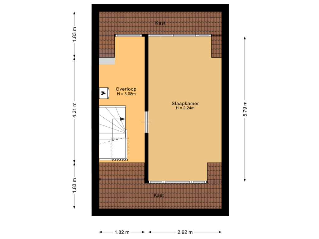 Bekijk plattegrond van Tweede verdieping van Wilhelmina Hofman-Pootstraat 46