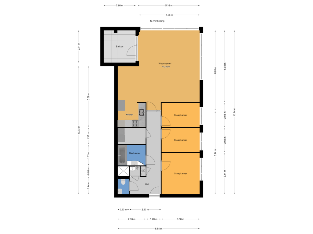 View floorplan of 1e Verdieping of Seinpoststraat 112