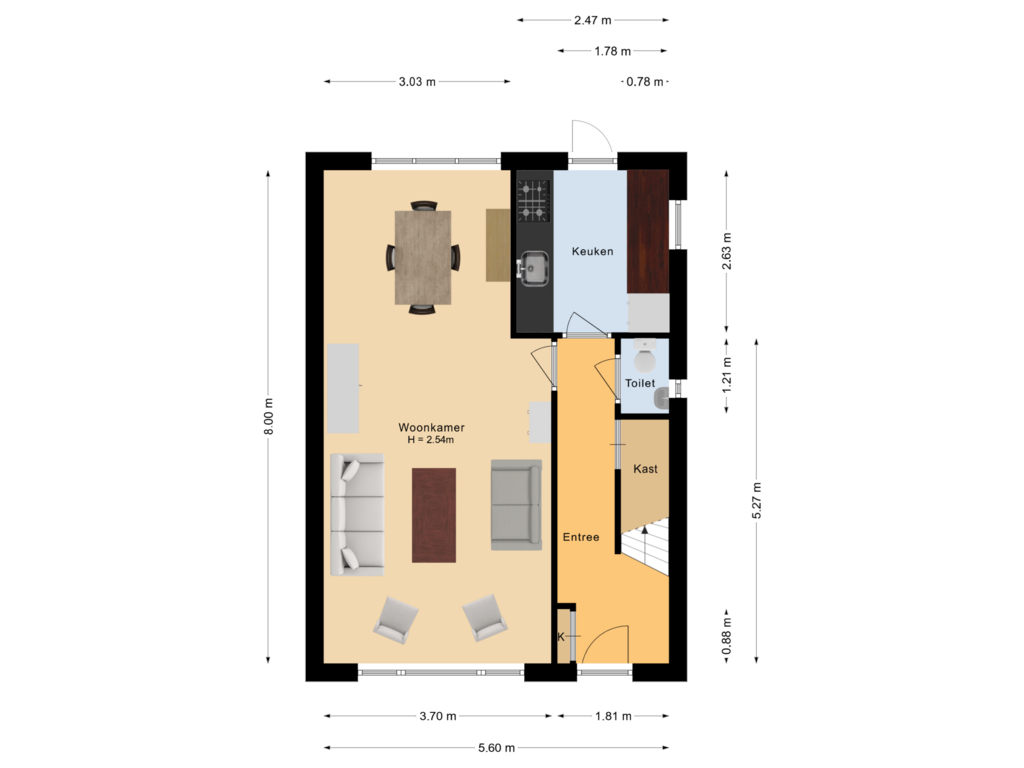 Bekijk plattegrond van Begane grond van Poelendaeleweg 68