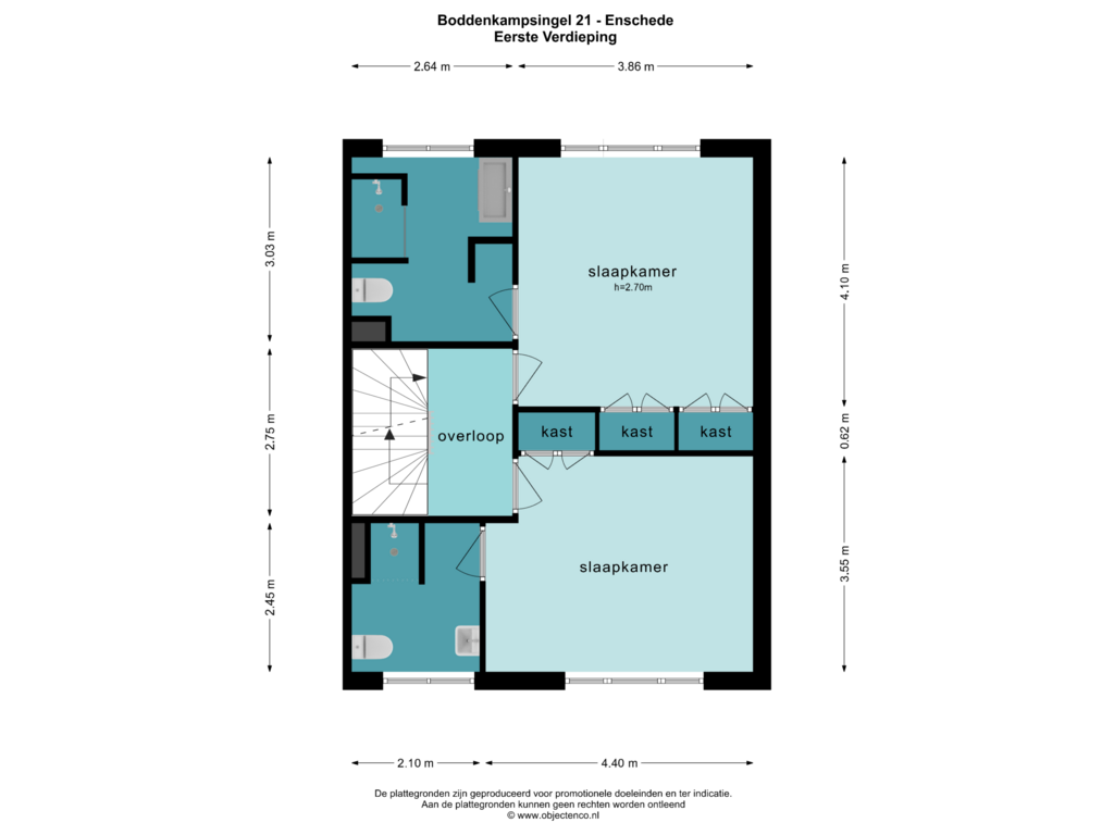 View floorplan of EERSTE VERDIEPING of Boddenkampsingel 21