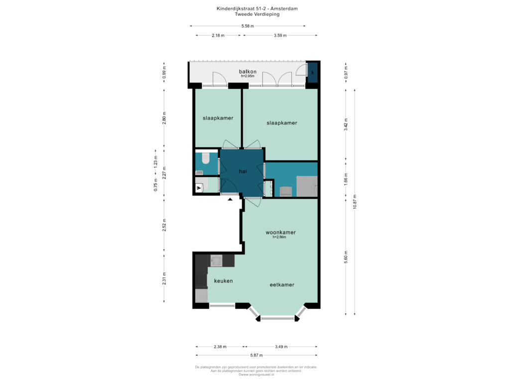 Bekijk plattegrond van TWEEDE VERDIEPING van Kinderdijkstraat 51-2