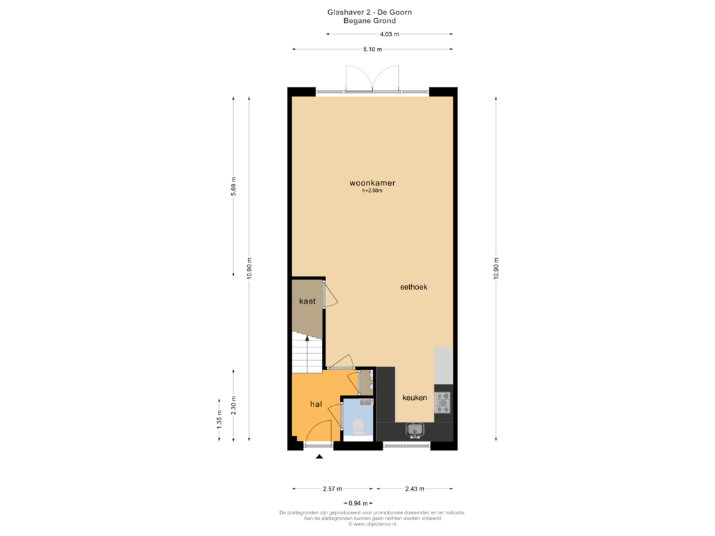 Bekijk plattegrond van BEGANE GROND van Glashaver 2