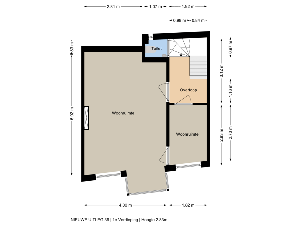 Bekijk plattegrond van 1e Verdieping van Nieuwe Uitleg 36