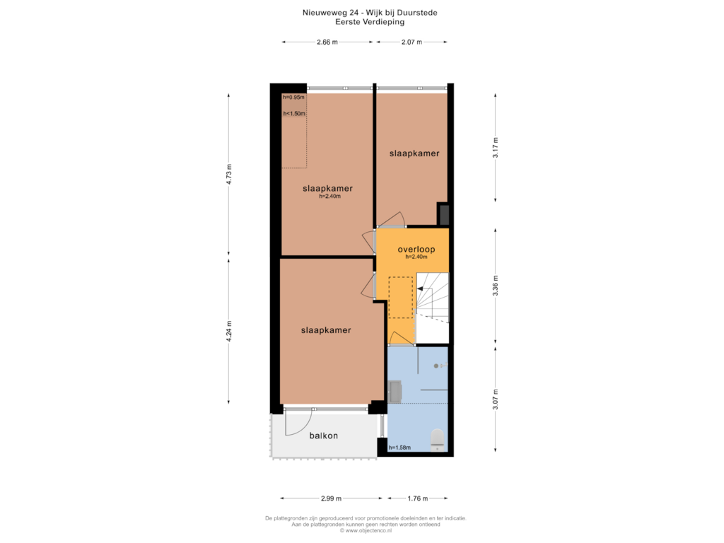 View floorplan of EERSTE VERDIEPING of Nieuweweg 24