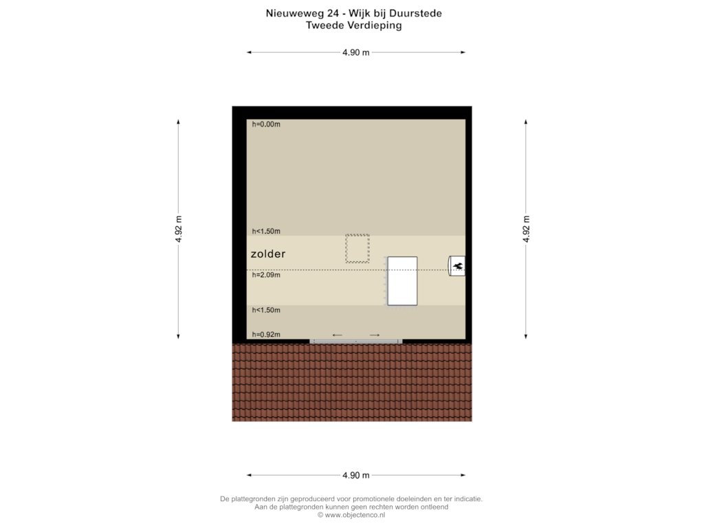 View floorplan of TWEEDE VERDIEPING of Nieuweweg 24