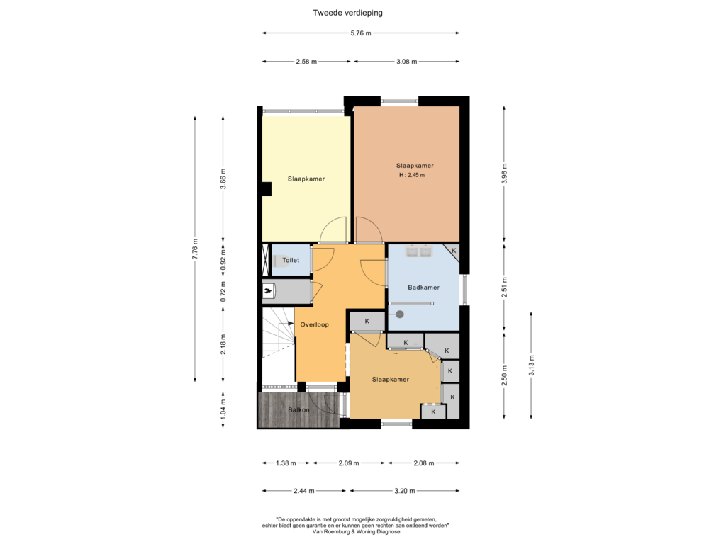 Bekijk plattegrond van Tweede verdieping van Tjalk 36