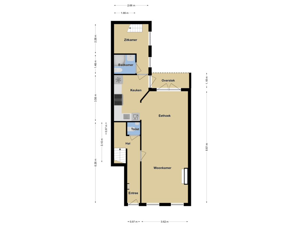 Bekijk plattegrond van Begane Grond van Van Eckstraat 7