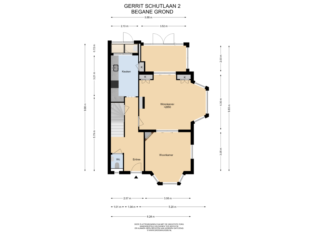 Bekijk plattegrond van Begane grond van Gerrit Schutlaan 2