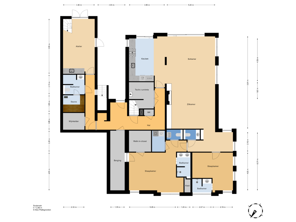 Bekijk plattegrond van Souterrain van Bloemcamplaan 55