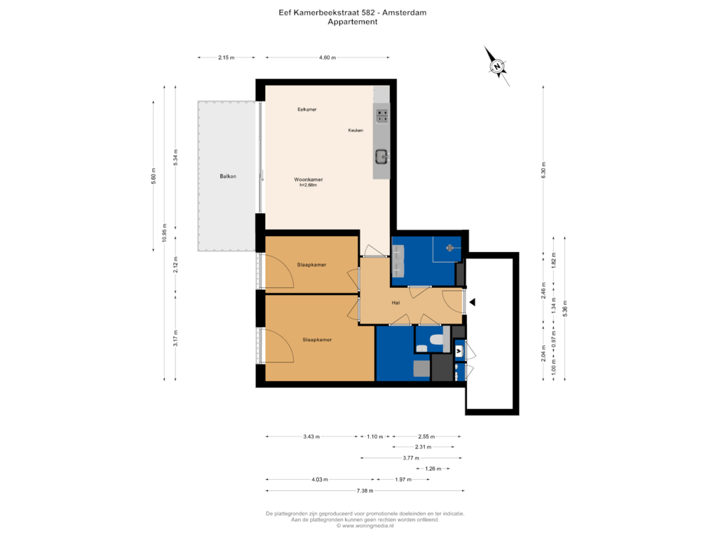 View floorplan of Appartment of Eef Kamerbeekstraat 582