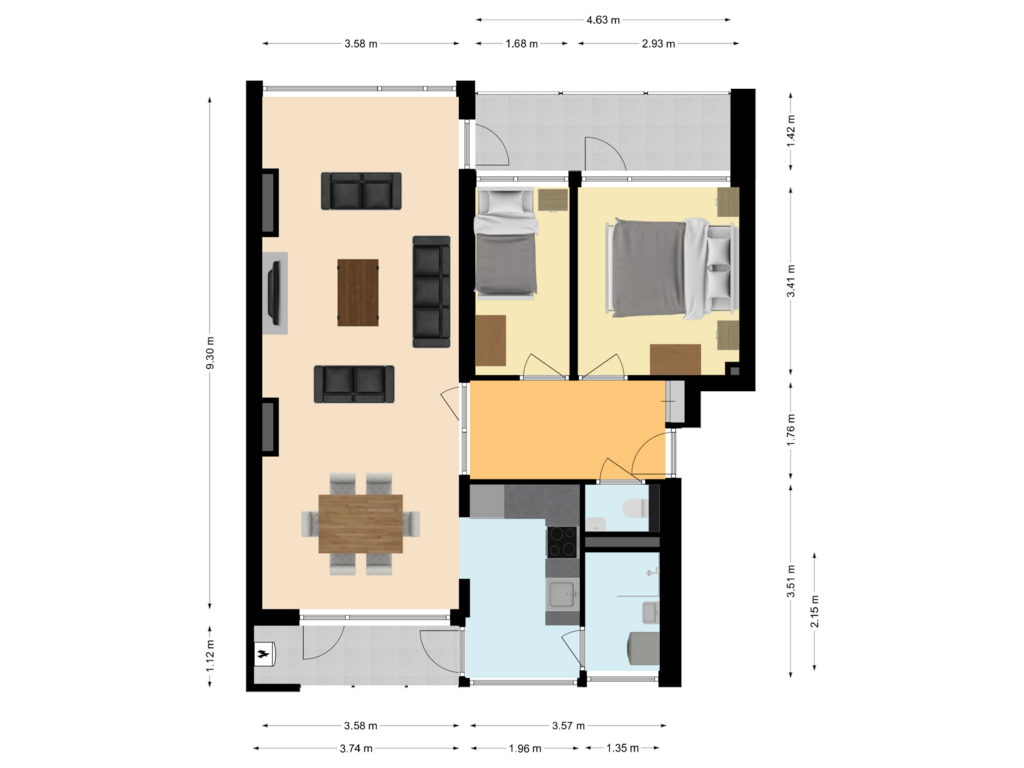 Bekijk plattegrond van Appartement van Scheltemaweg 48