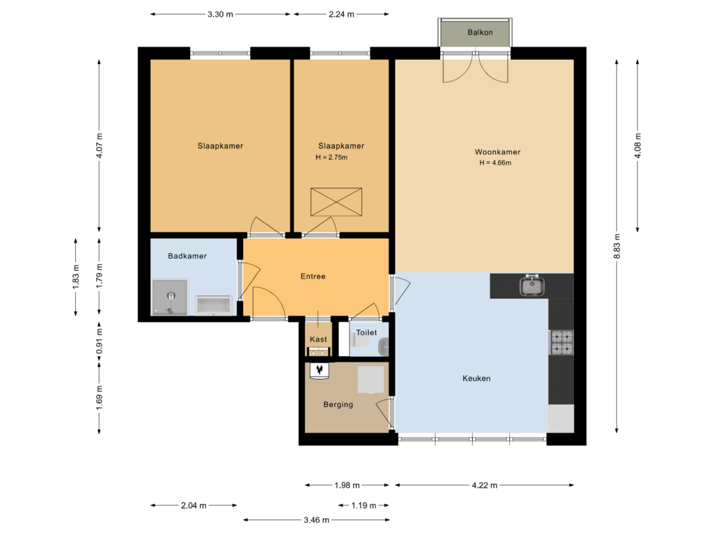 View floorplan of Begane Grond of Frans Piëtstraat 22