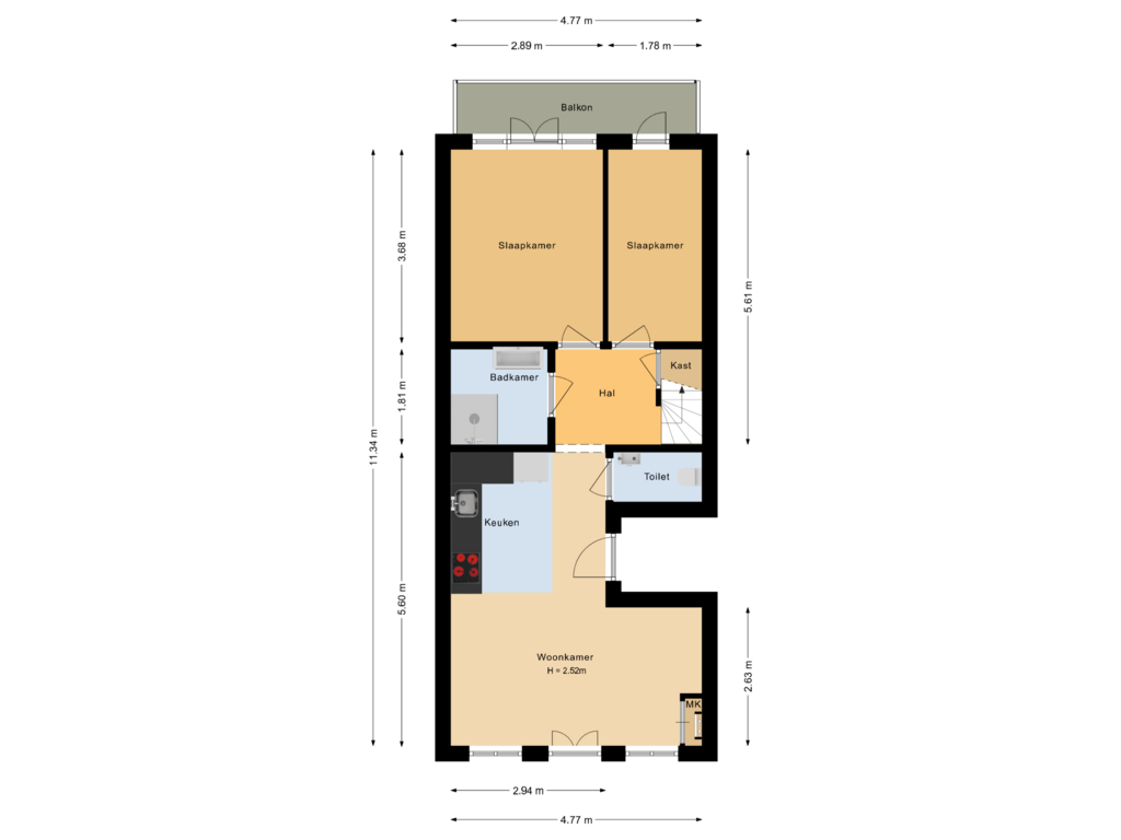 Bekijk plattegrond van Begane grond van Derde Oosterparkstraat 142-3