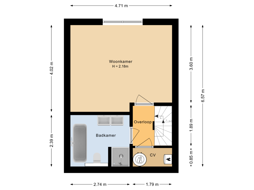 View floorplan of Eerste verdieping of Derde Oosterparkstraat 142-3