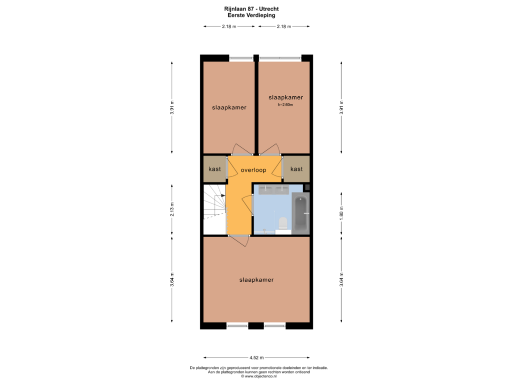 Bekijk plattegrond van EERSTE VERDIEPING van Rijnlaan 87