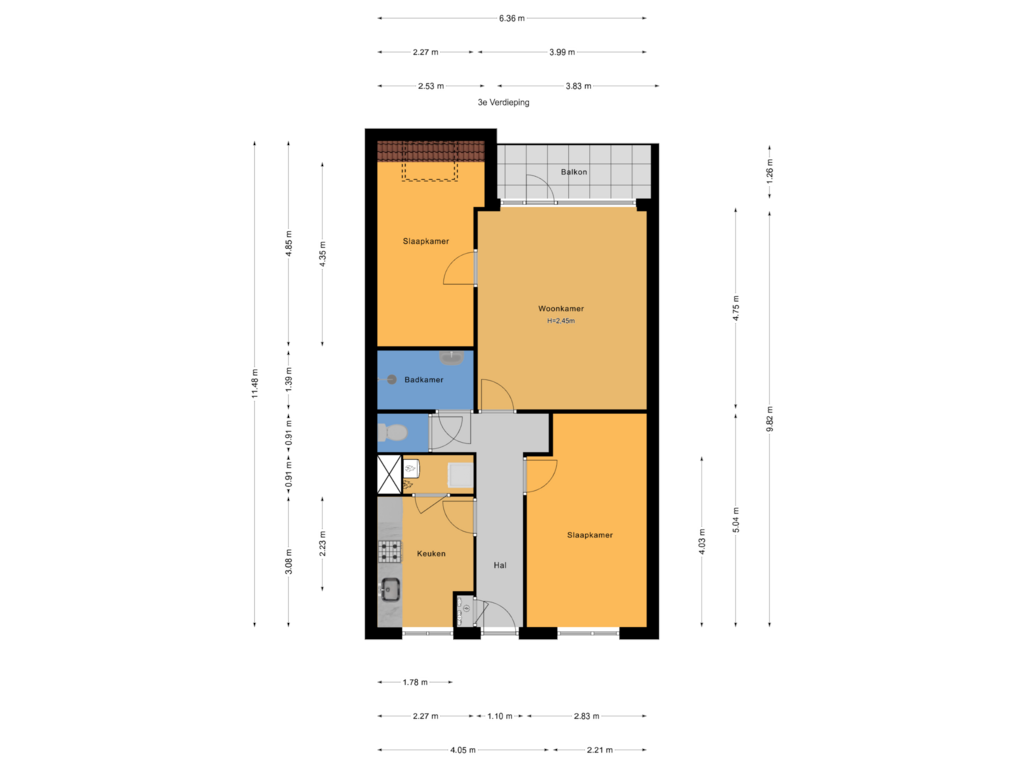 Bekijk plattegrond van 3e Verdieping van Bakkershof 134