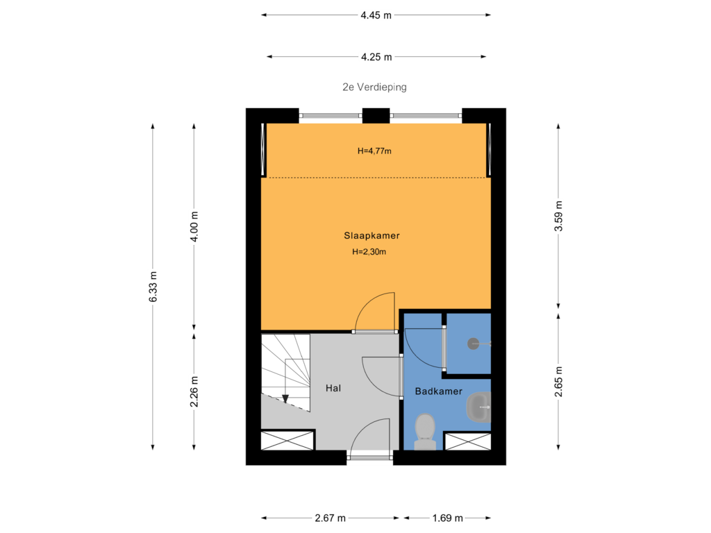 View floorplan of 2e Verdieping of Prinsegracht 47