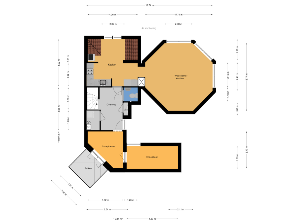 View floorplan of 4e Verdieping of Prinsegracht 47