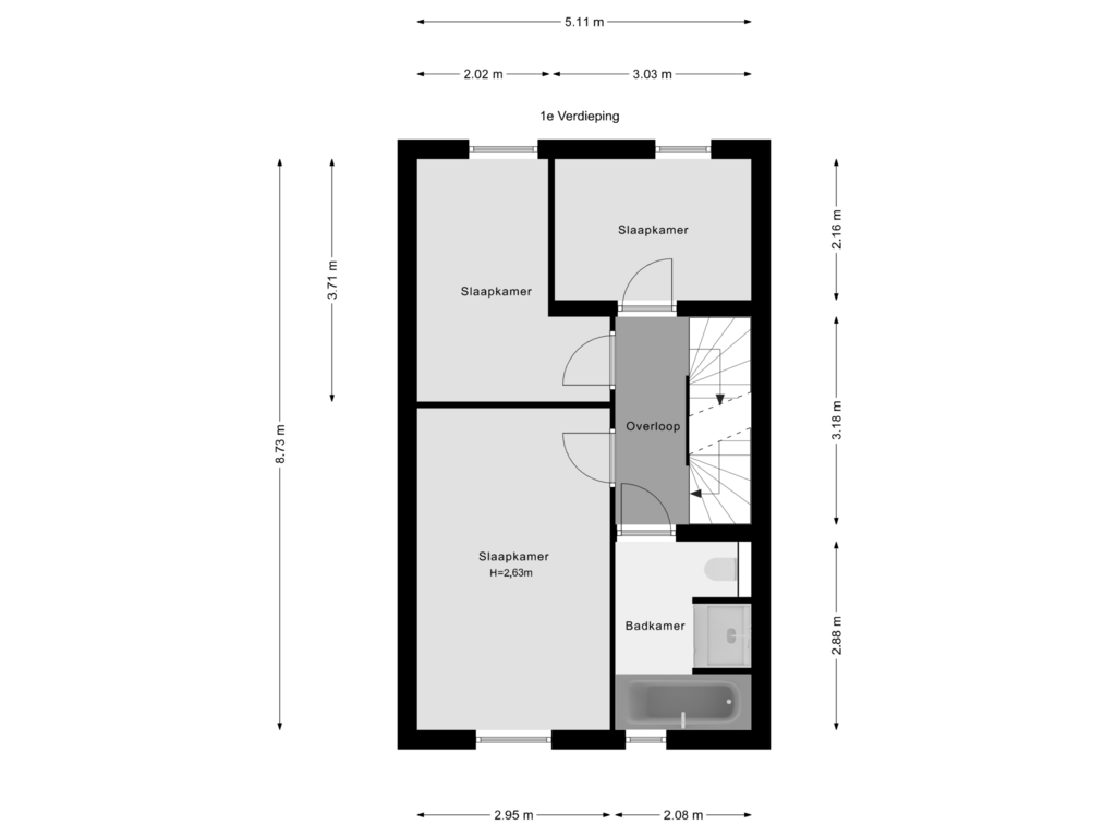 View floorplan of 1e Verdieping of Raephorststraat 42