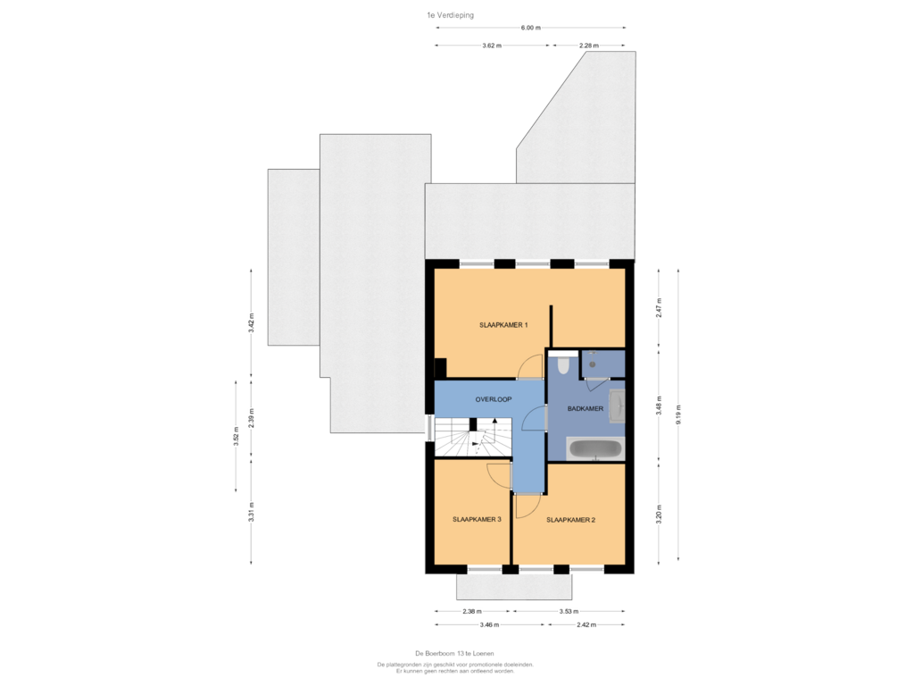 View floorplan of 1e Verdieping of De Boerboom 13