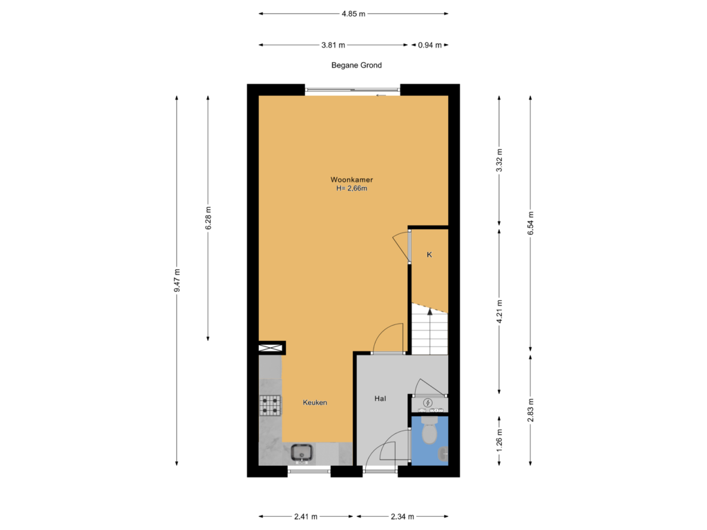 View floorplan of Begane Grond of Kwelderplantsoen 16