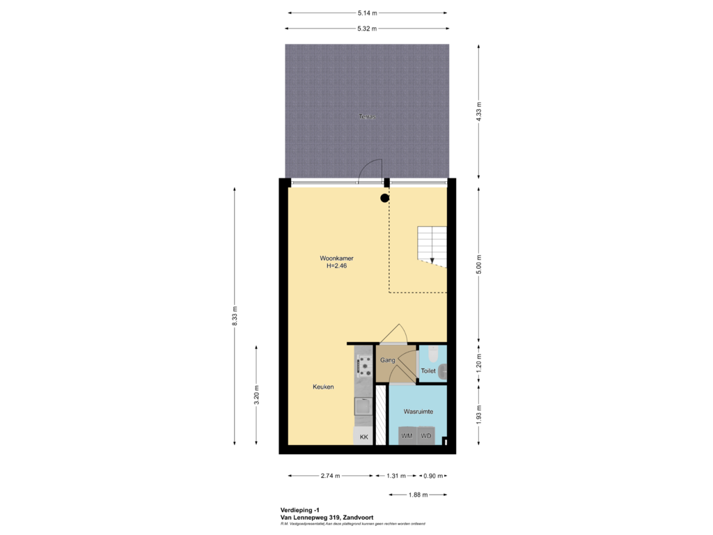 Bekijk plattegrond van Verdieping -1 van van Lennepweg 319