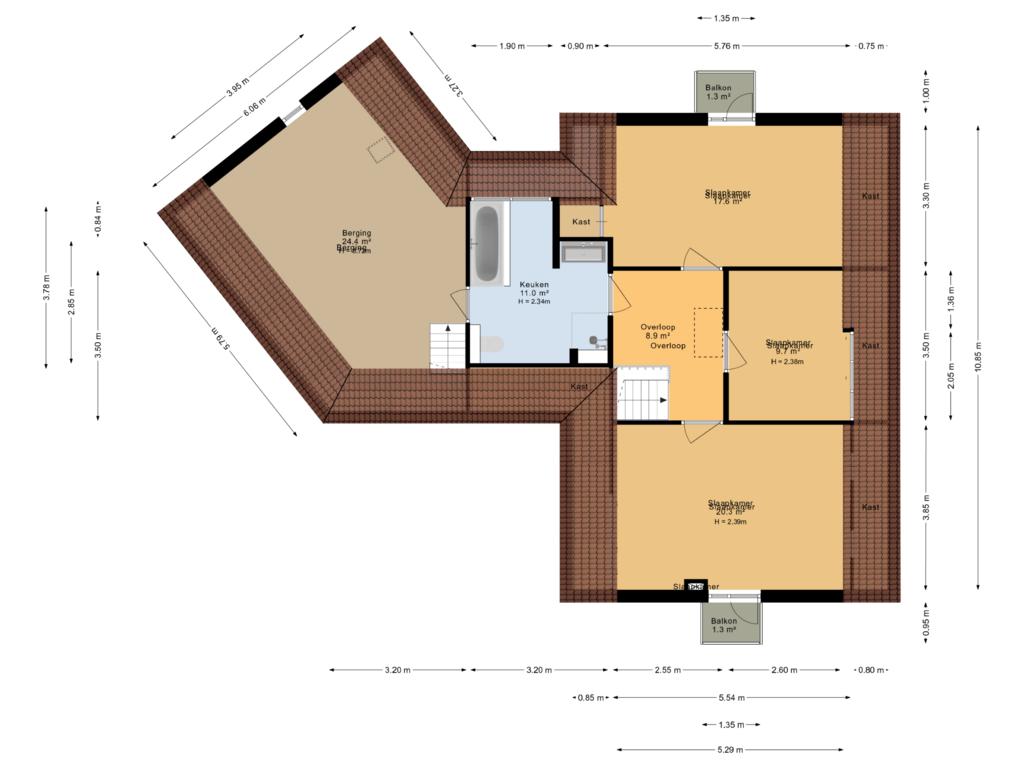 View floorplan of 1e verdieping of De Zeilen 36