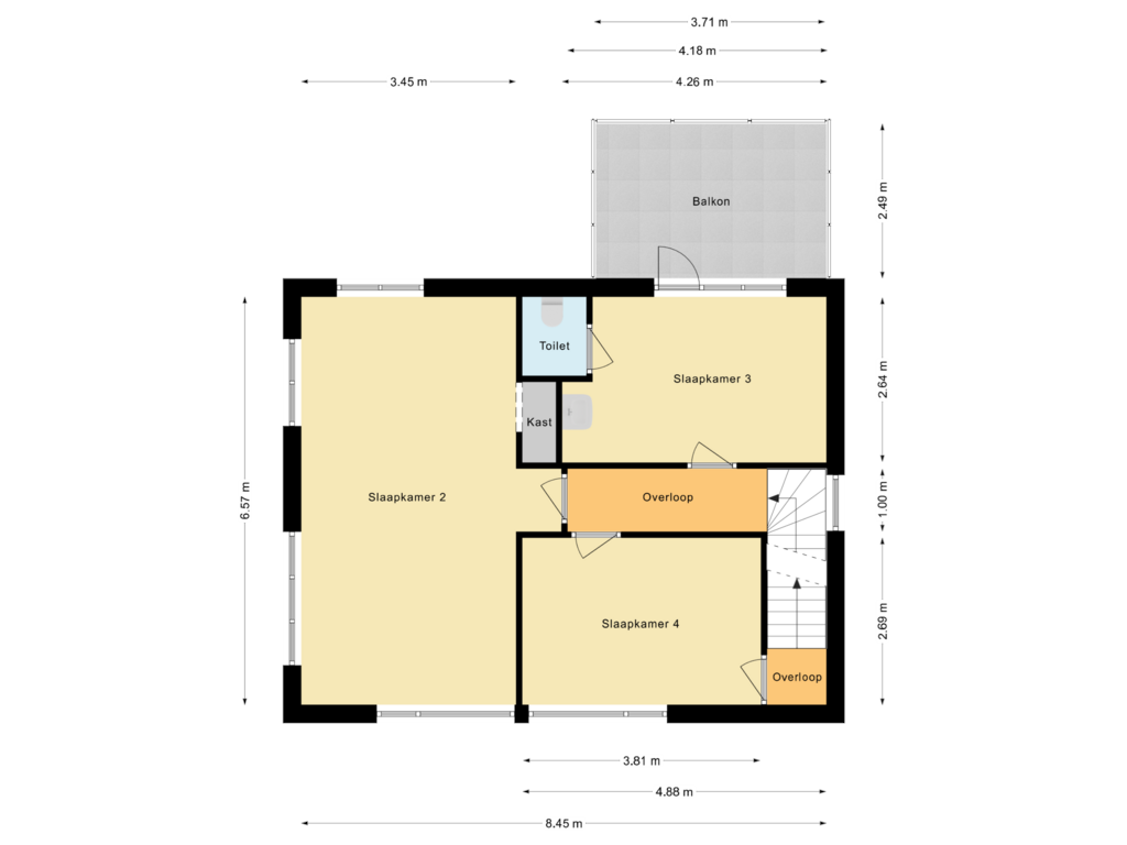 Bekijk plattegrond van Eerste Verdieping van Trompstraat 3