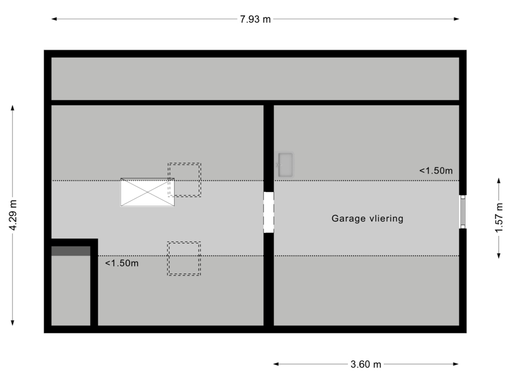 Bekijk plattegrond van Garage Vliering van Trompstraat 3