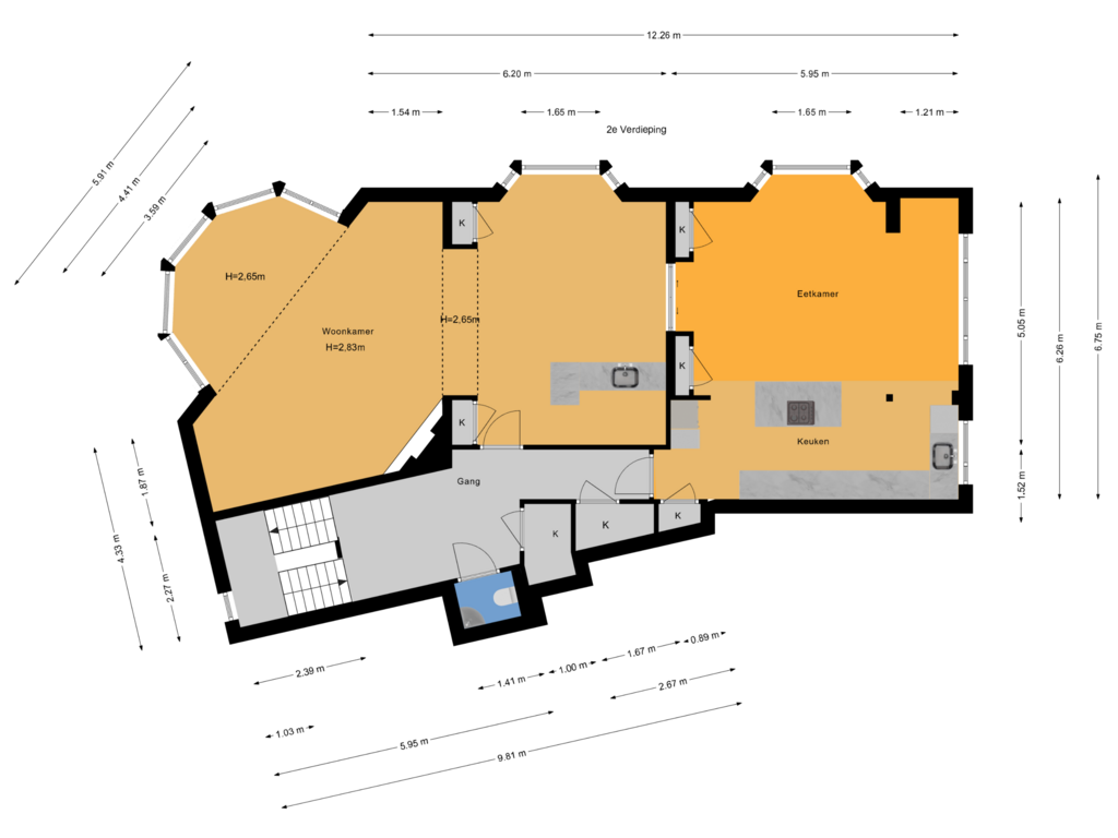 View floorplan of 2e Verdieping of Thorbeckelaan 697