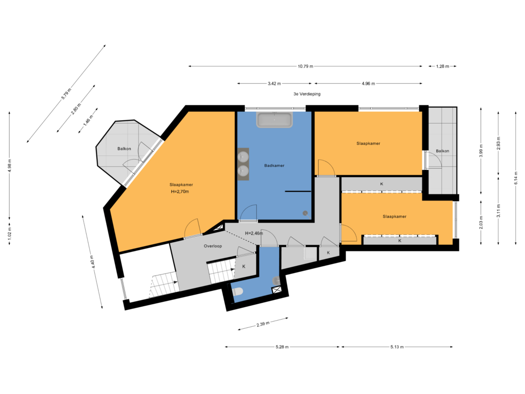 View floorplan of 3e Verdieping of Thorbeckelaan 697