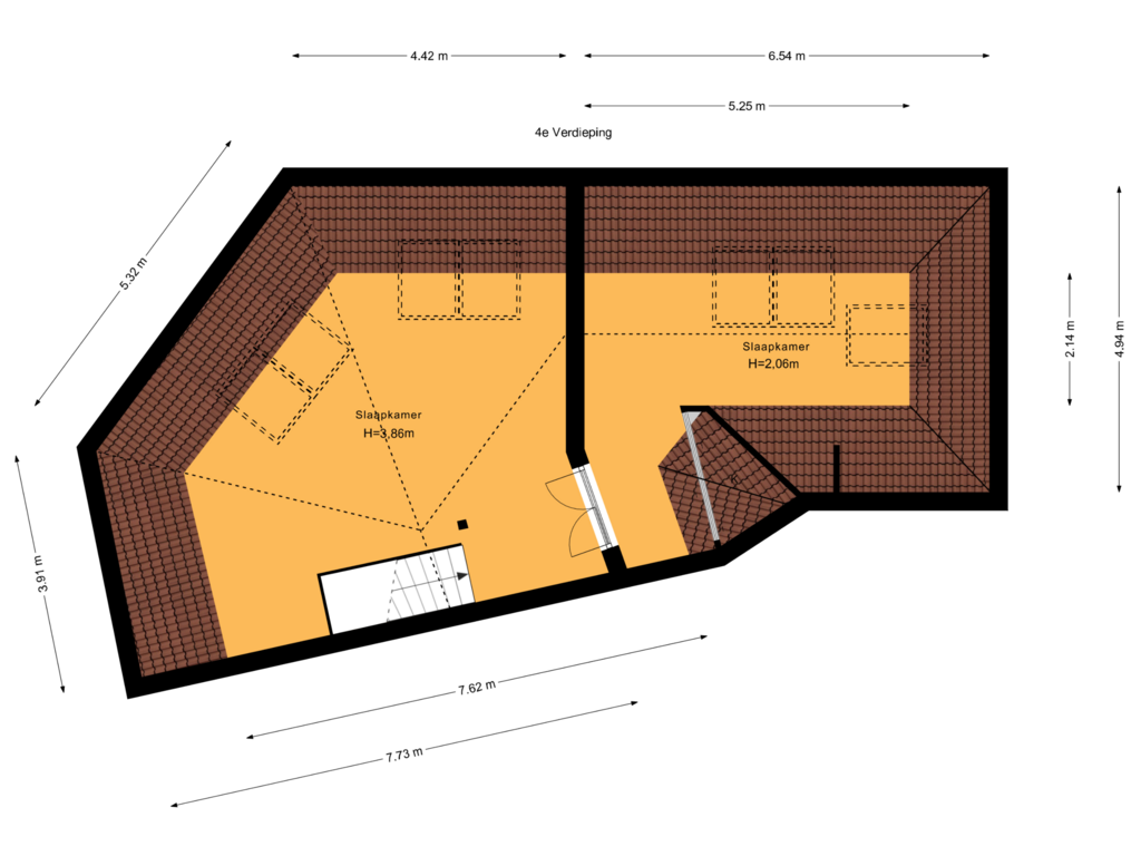 View floorplan of 4e Verdieping of Thorbeckelaan 697