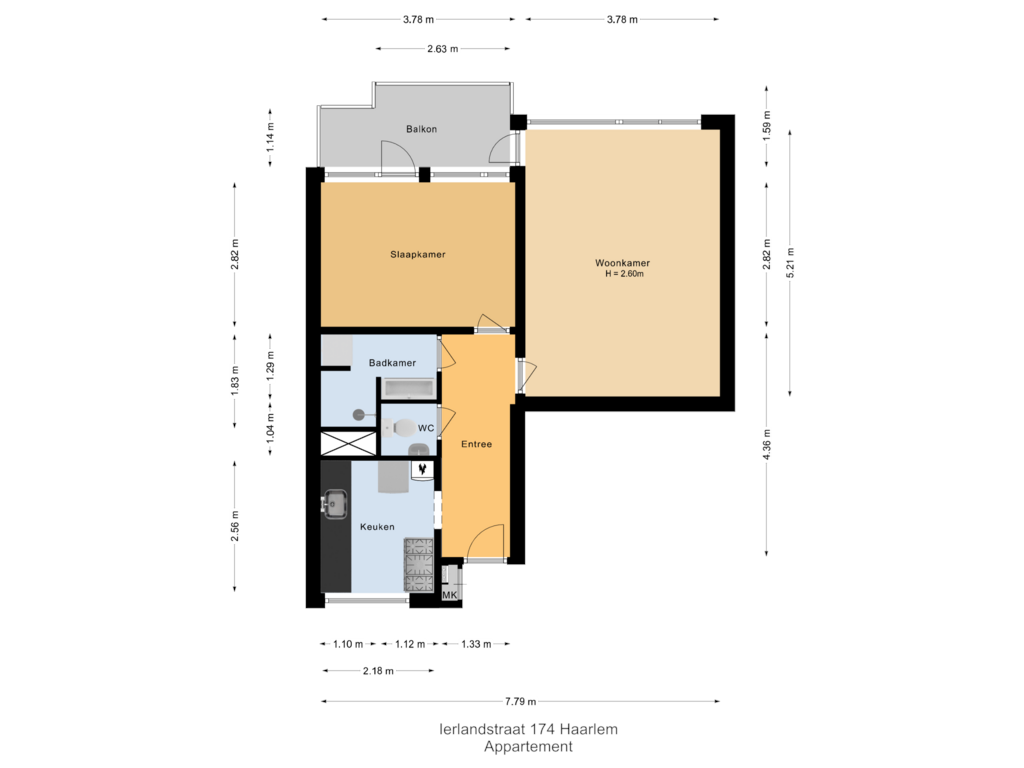 View floorplan of Appartement of Ierlandstraat 174